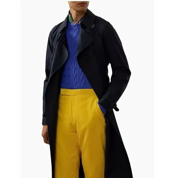 Ralph Lauren Blue Label Vintage Double-Breasted Unisex Trench Coat EUC Black 40R - Picture 3 of 10